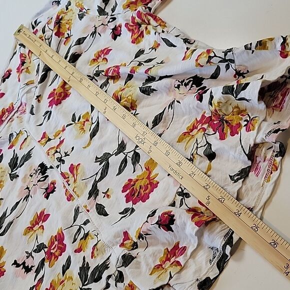 XL LUCKY BRAND FALL FLORAL RUFFLE SHORT SLEEVE TUNIC BLOUSE TOP extra large - Picture 3 of 9